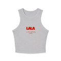 LALA logo script racer tank