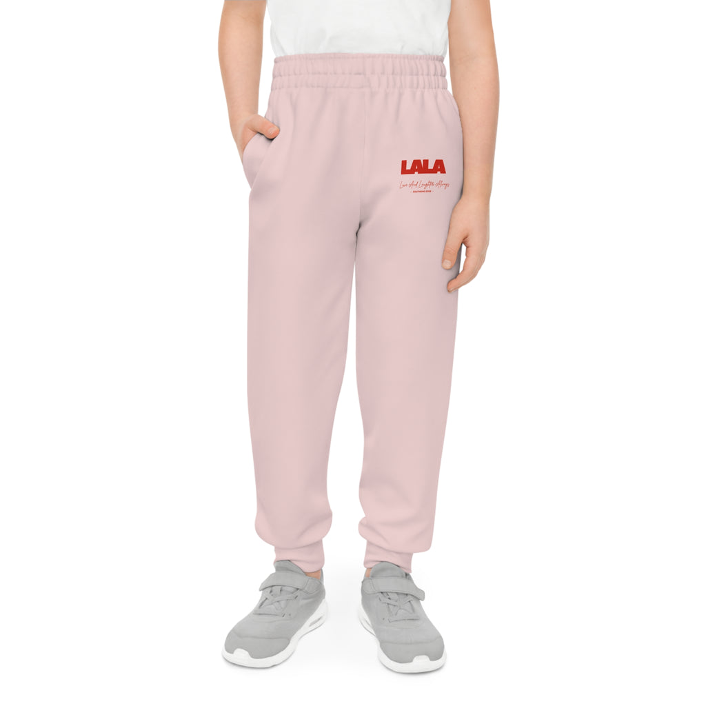 Youth Joggers — 'LALA' Pink Graphic Sweatpants for Kids