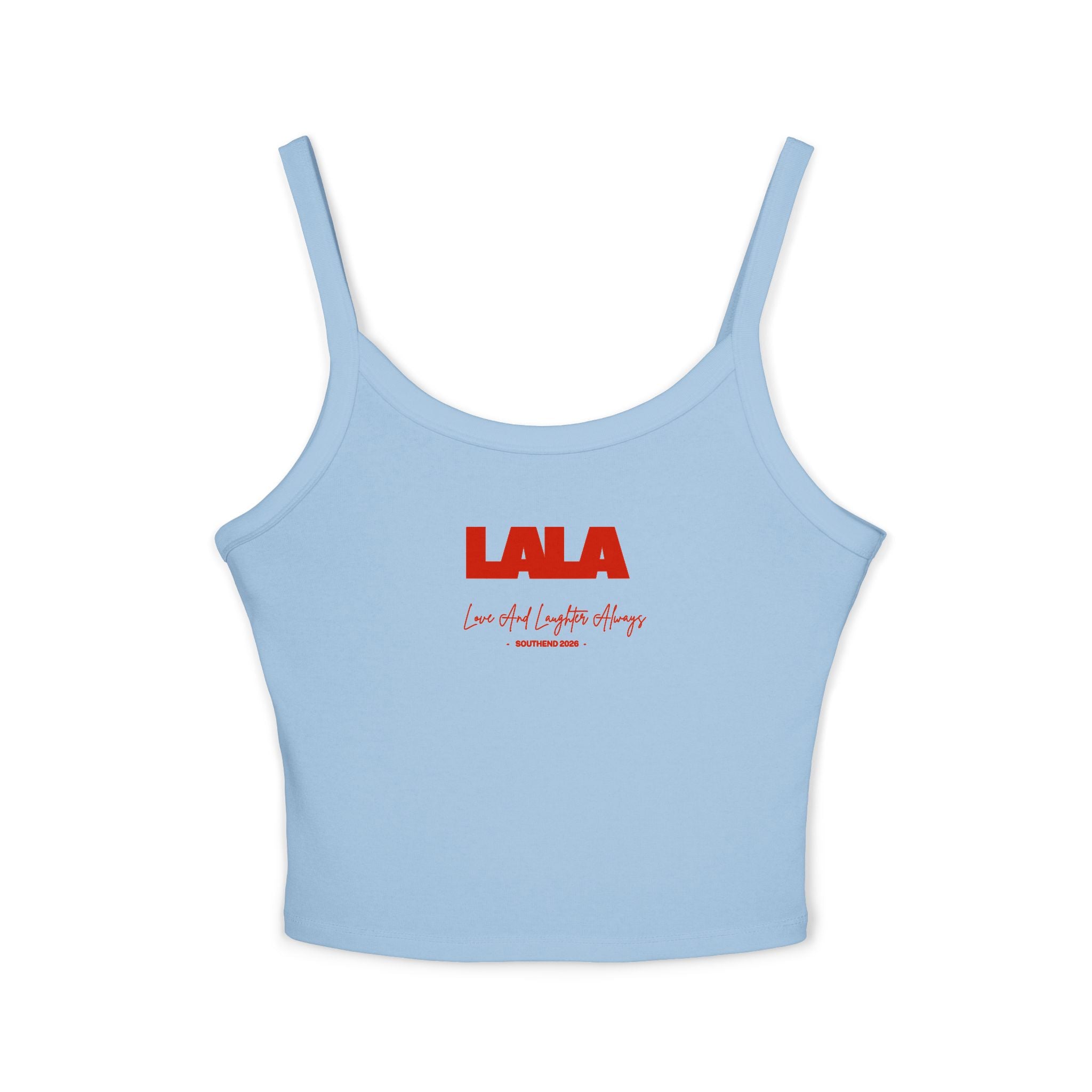 LALA script logo Tank Top | cropped spaghetti strap crop top