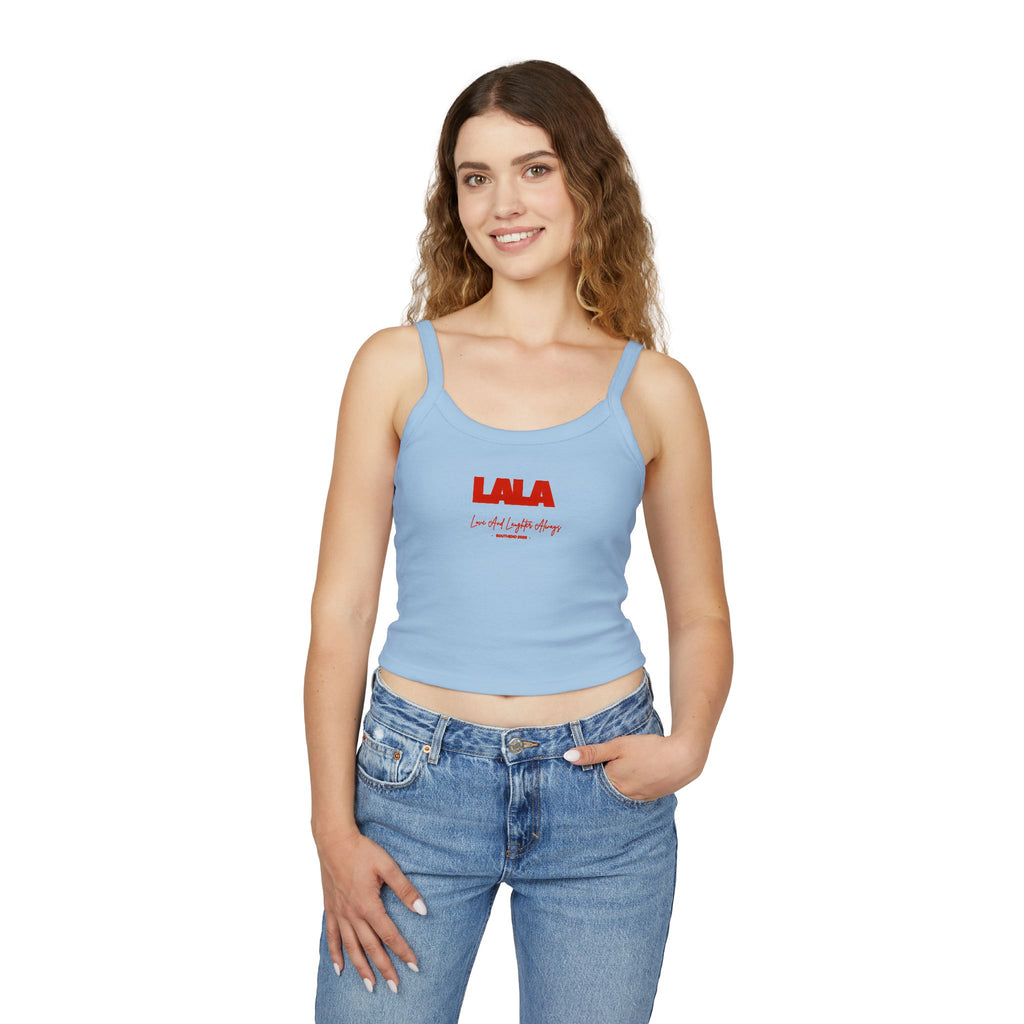 LALA script logo Tank Top | cropped spaghetti strap crop top