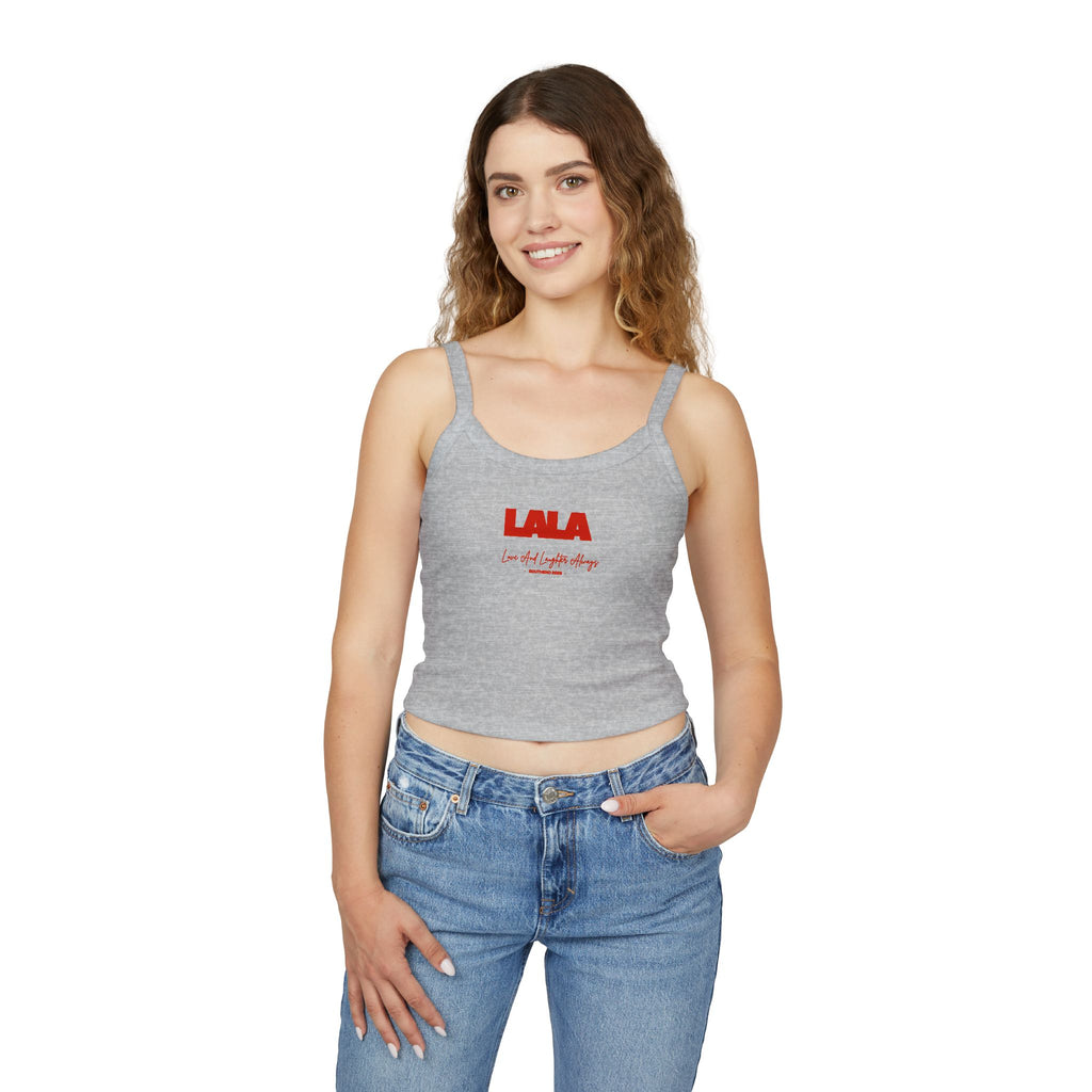 LALA script logo Tank Top | cropped spaghetti strap crop top