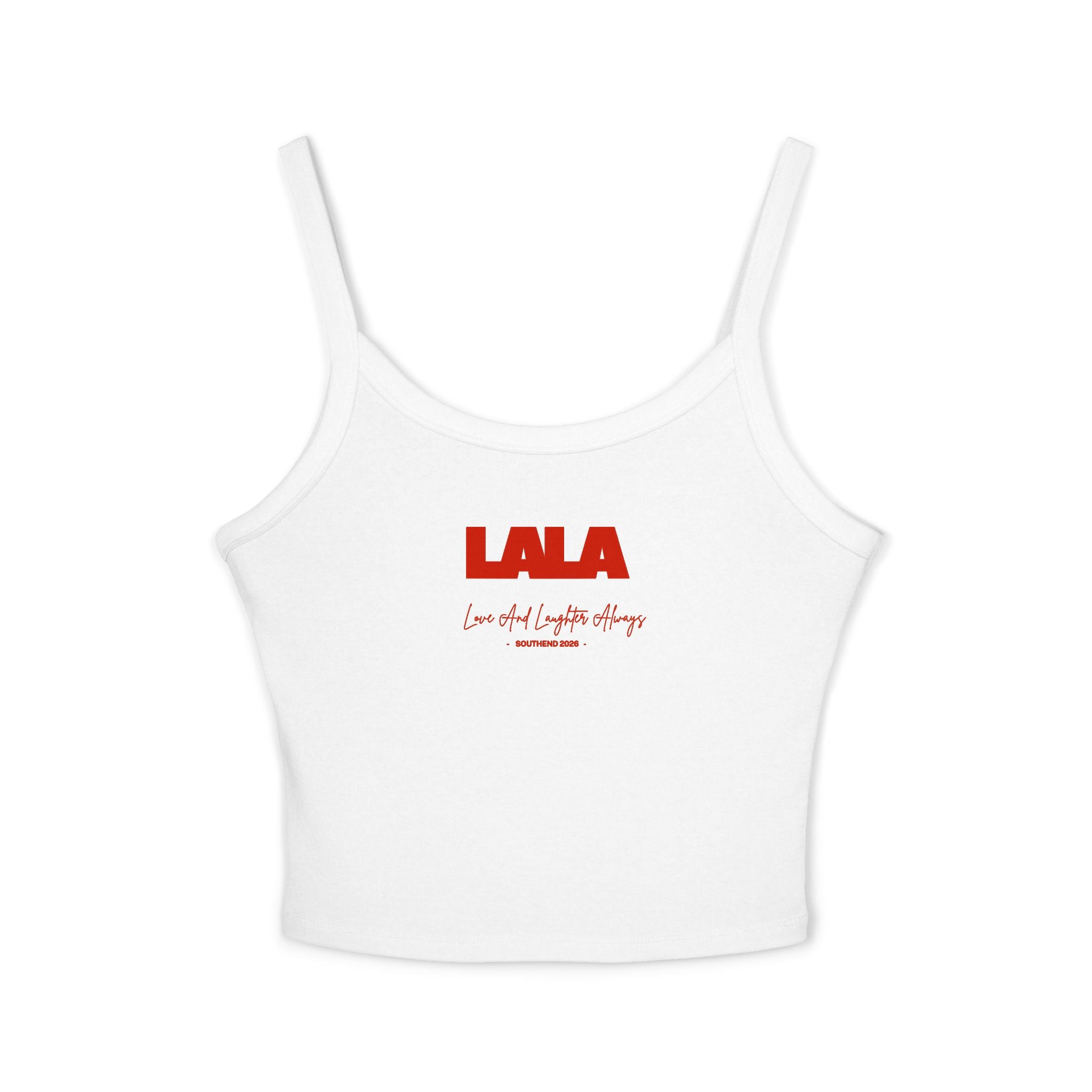LALA script logo Tank Top | cropped spaghetti strap crop top