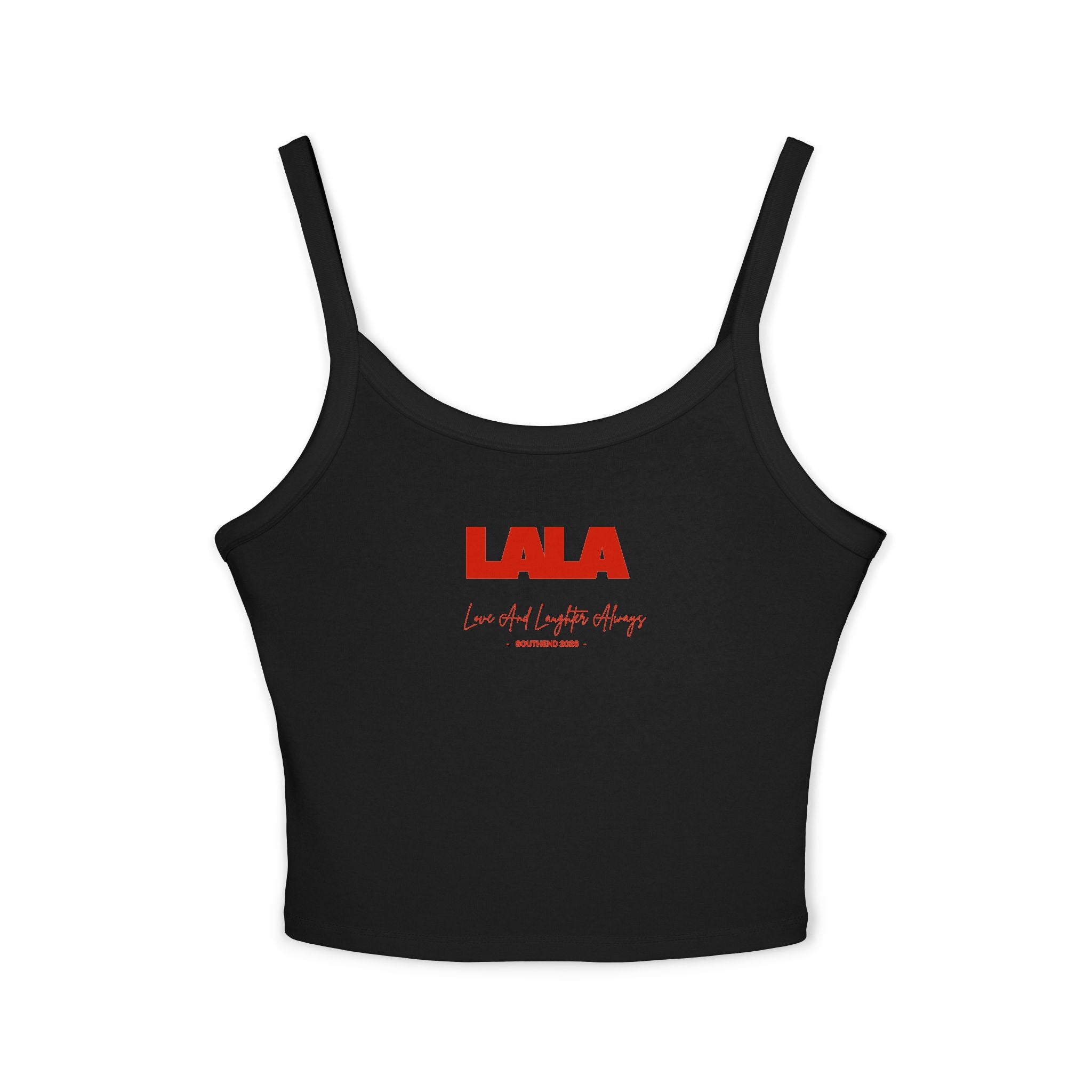 LALA script logo Tank Top | cropped spaghetti strap crop top