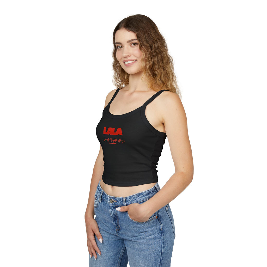 LALA script logo Tank Top | cropped spaghetti strap crop top