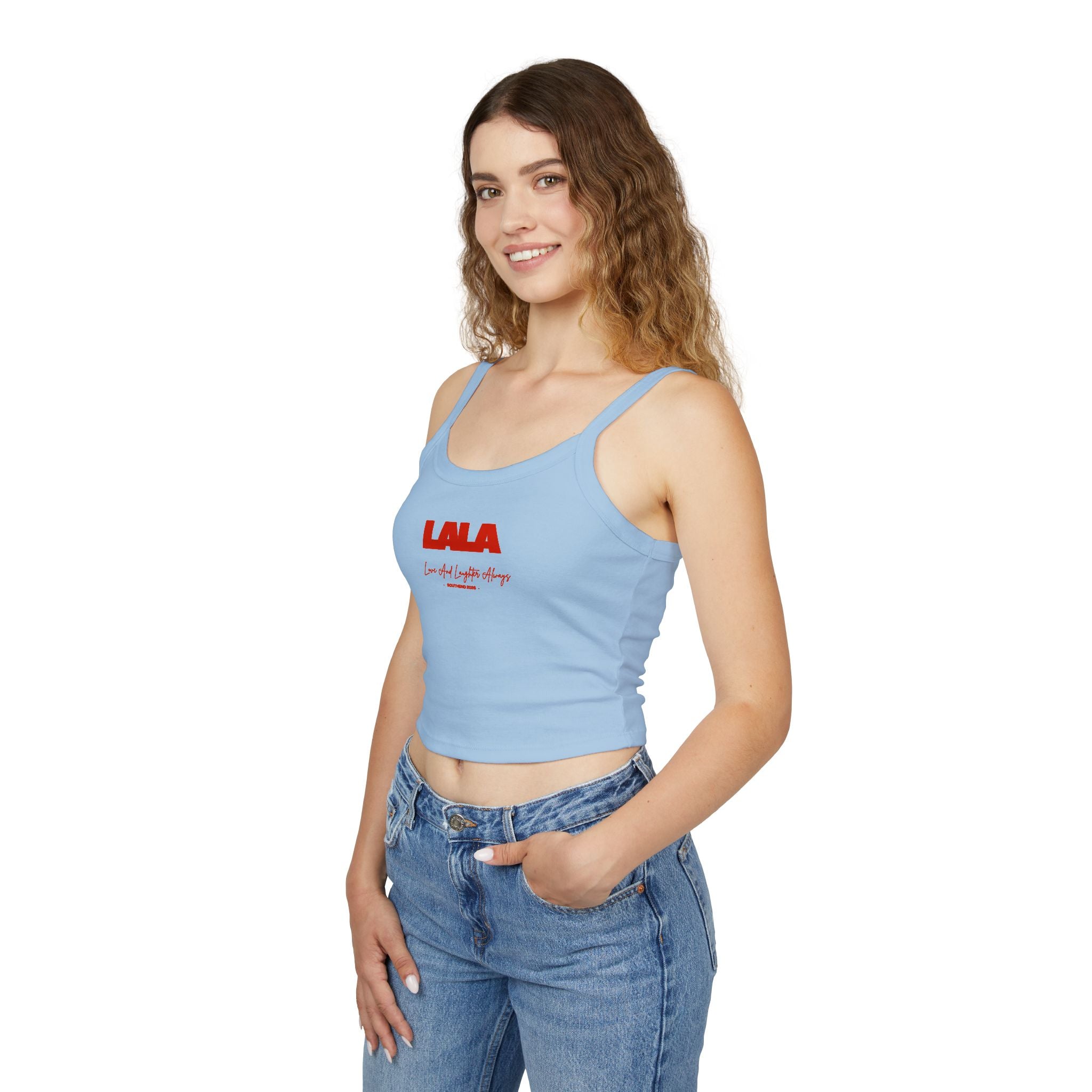 LALA script logo Tank Top | cropped spaghetti strap crop top